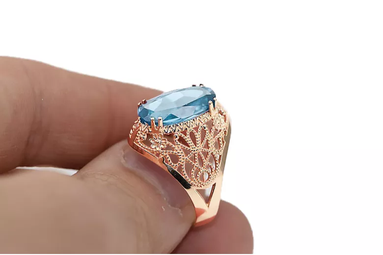 Original Vintage 14K Rose Gold Aquamarine Ring Vintage style vrc074r